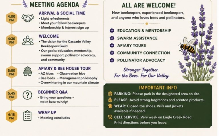 New Bee Club Beekeeper beekeeping leavenworth wa north cascade beekeeping guild local education meeting networking education inaugural in person community mentor mentorship bee class education